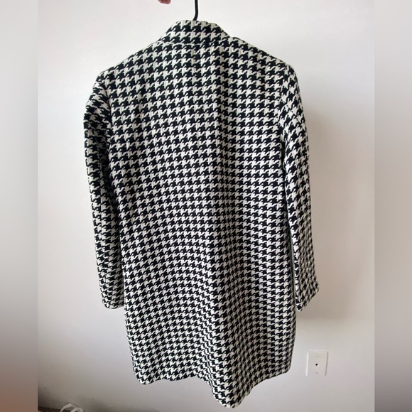 H&M hm Fitted Coat Jacket in Woven Fabric Black White Houndstooth Pattern Size 6 - Picture 7 of 16
